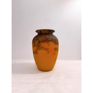 VASE balustre en verre marmoréen Frères Muller