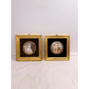 Portraits miniatures de Napoléon Ier et Joséphine
