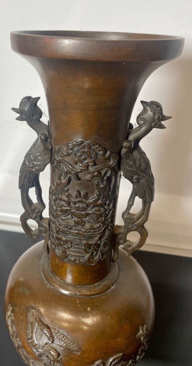 Japon - Période Meiji (1868-1912) Vase En Bronze-photo-2