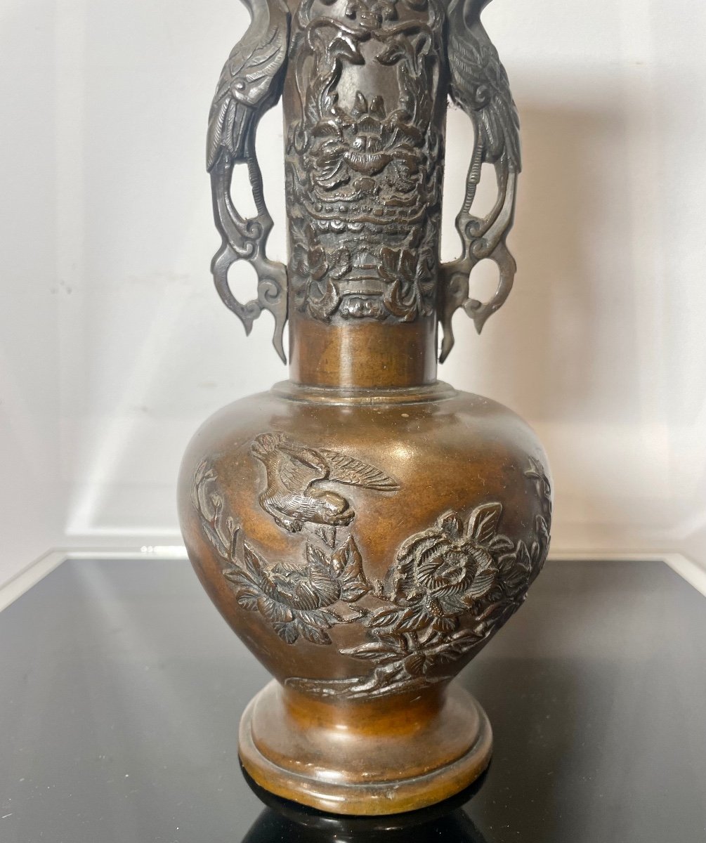 Japon - Période Meiji (1868-1912) Vase En Bronze-photo-3