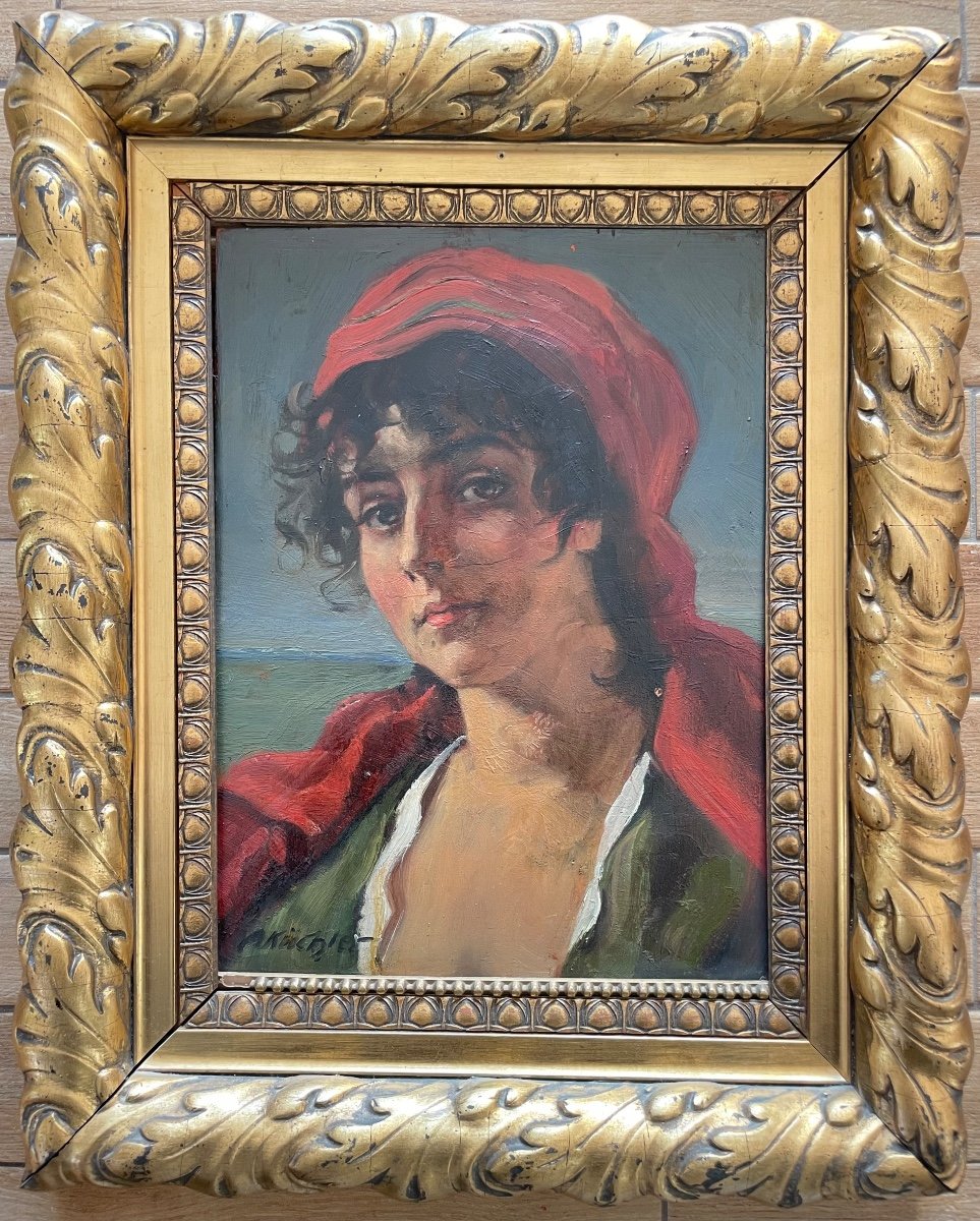 Albert Küchler (copenhague, 1803 - Rome, 1886) Portrait Jeune Femme-photo-2