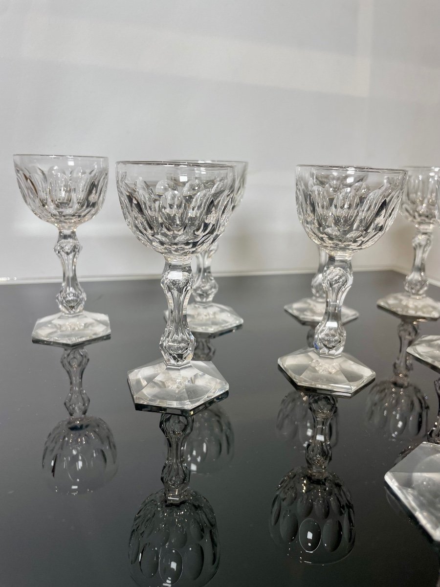 8 Val-saint-lambert Crystal Liqueur Glasses, Prince Of Wales Model.-photo-2