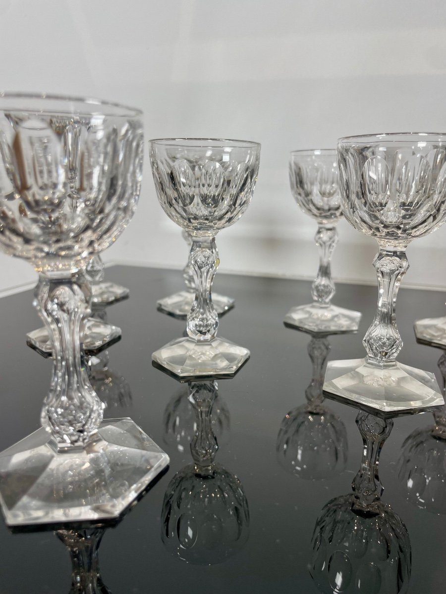 8 Val-saint-lambert Crystal Liqueur Glasses, Prince Of Wales Model.-photo-3