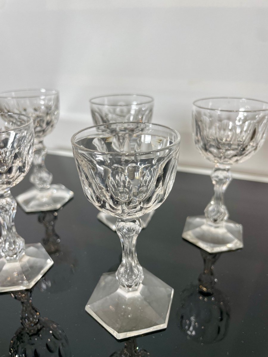 8 Val-saint-lambert Crystal Liqueur Glasses, Prince Of Wales Model.-photo-4
