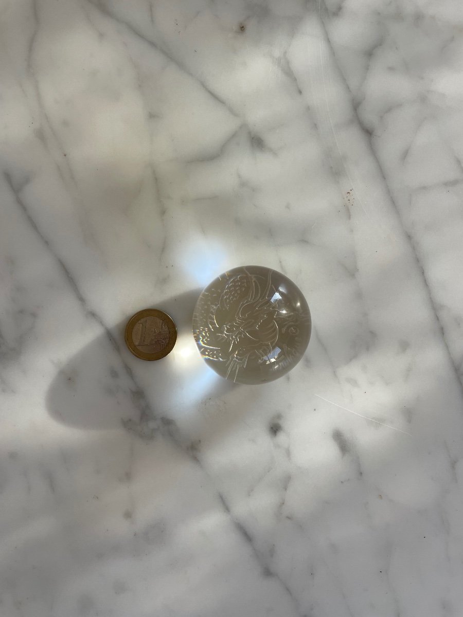 Lalique. Crystal Paperweight Engraved With A Dragon-photo-3