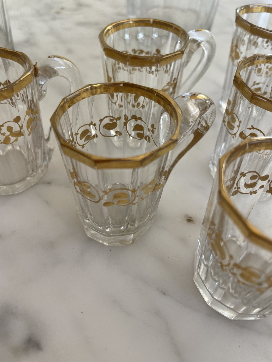 “attributed To Baccarat” Cut Crystal Liqueur Service With Gold Highlights-photo-3