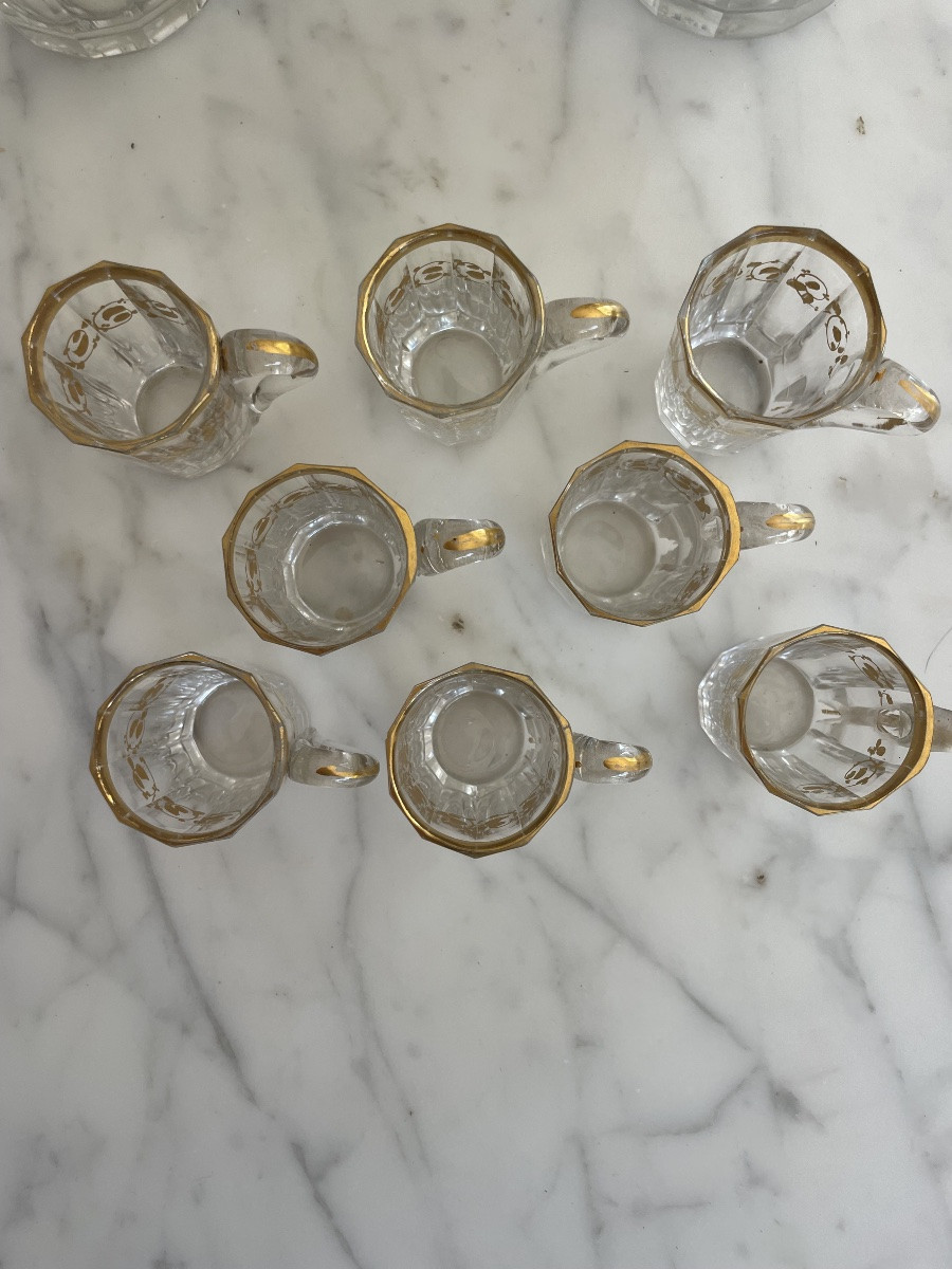 “attributed To Baccarat” Cut Crystal Liqueur Service With Gold Highlights-photo-4