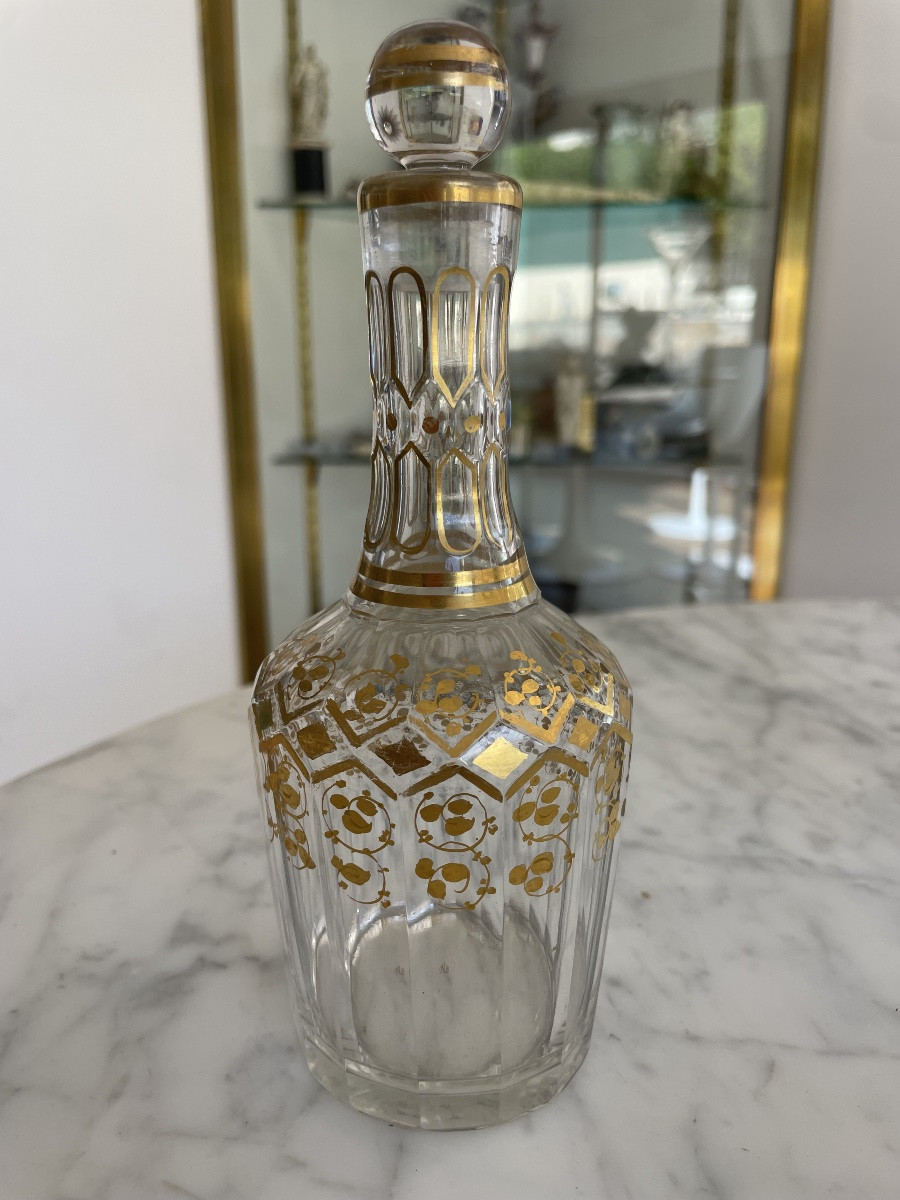 “attributed To Baccarat” Cut Crystal Liqueur Service With Gold Highlights-photo-1