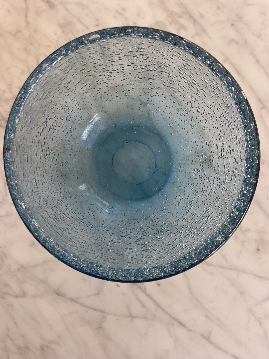 Mortier et Pilon en verre bullé bleu BIOT-photo-4