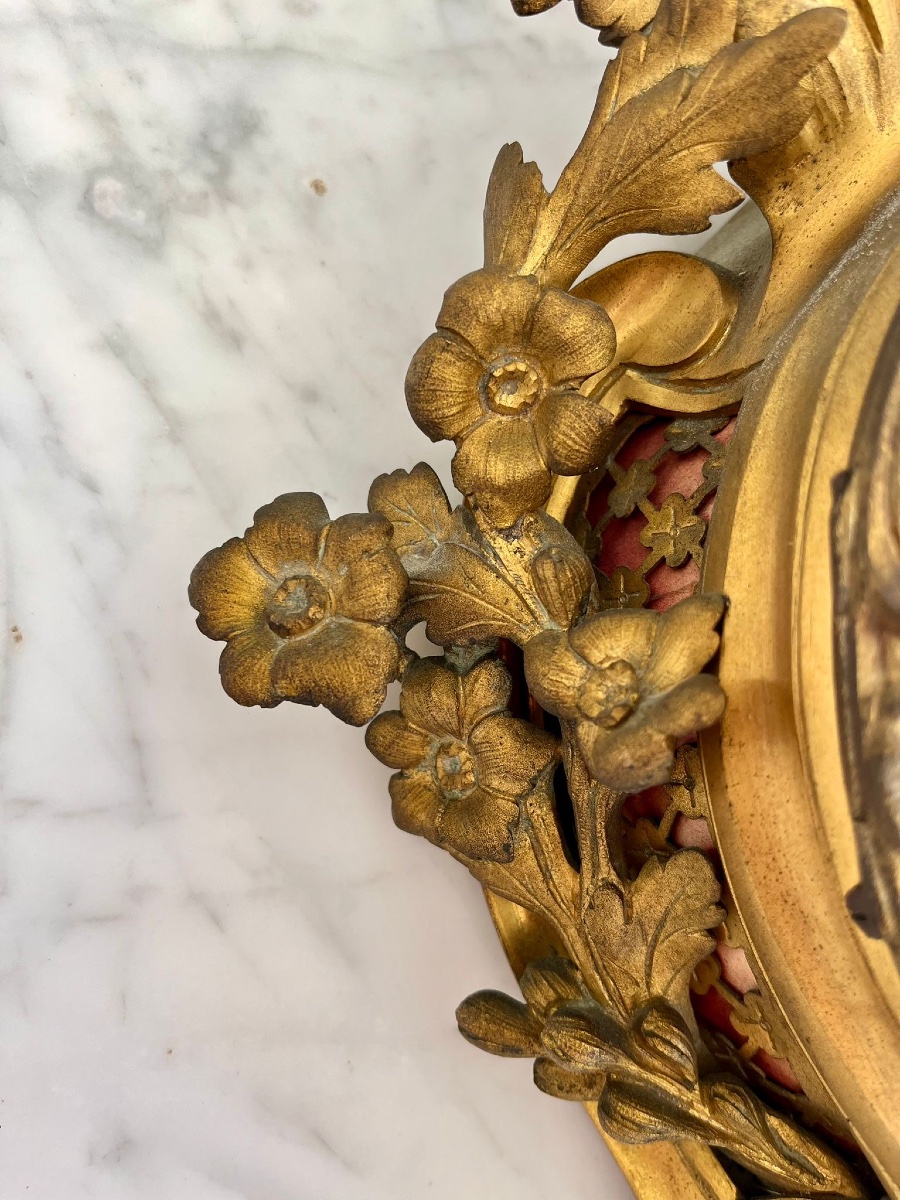 Gilt Bronze Wall Cartel Clock, Louis XV Style, Napoleon III Period-photo-4