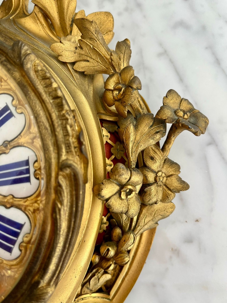 Gilt Bronze Wall Cartel Clock, Louis XV Style, Napoleon III Period-photo-2