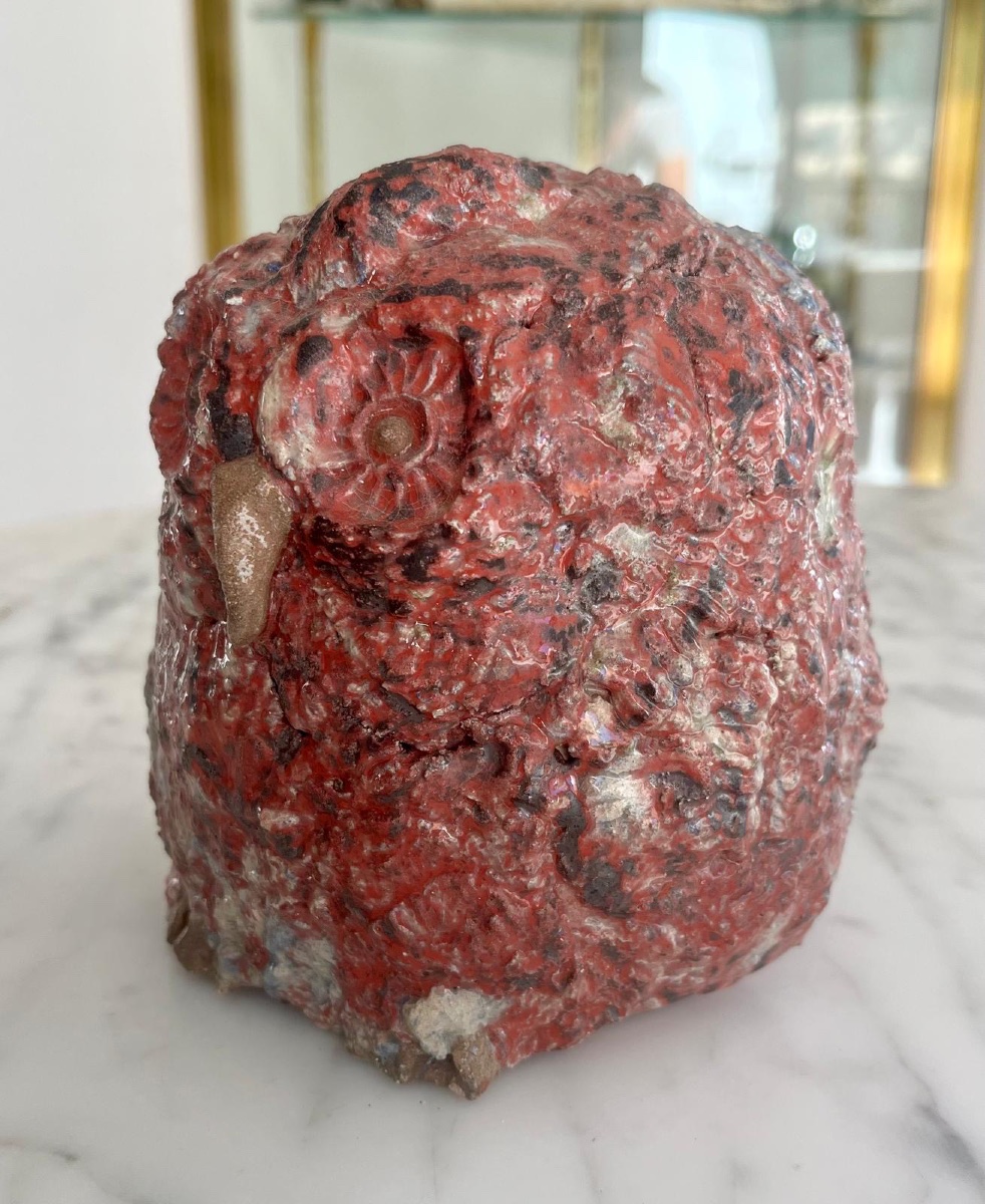 Marcel Giraud (vallauris) Glazed Ceramic Owl -photo-3