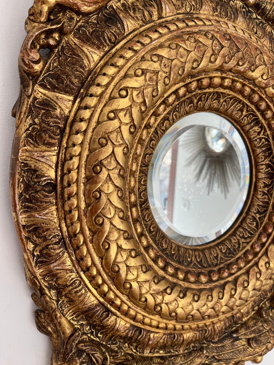 Miroir en bois doré de style baroque -photo-2