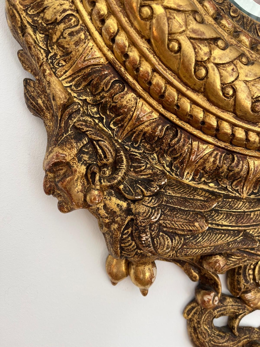 Miroir en bois doré de style baroque -photo-3