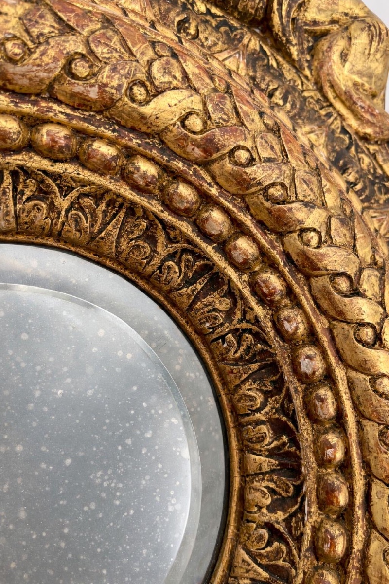 Miroir en bois doré de style baroque -photo-5