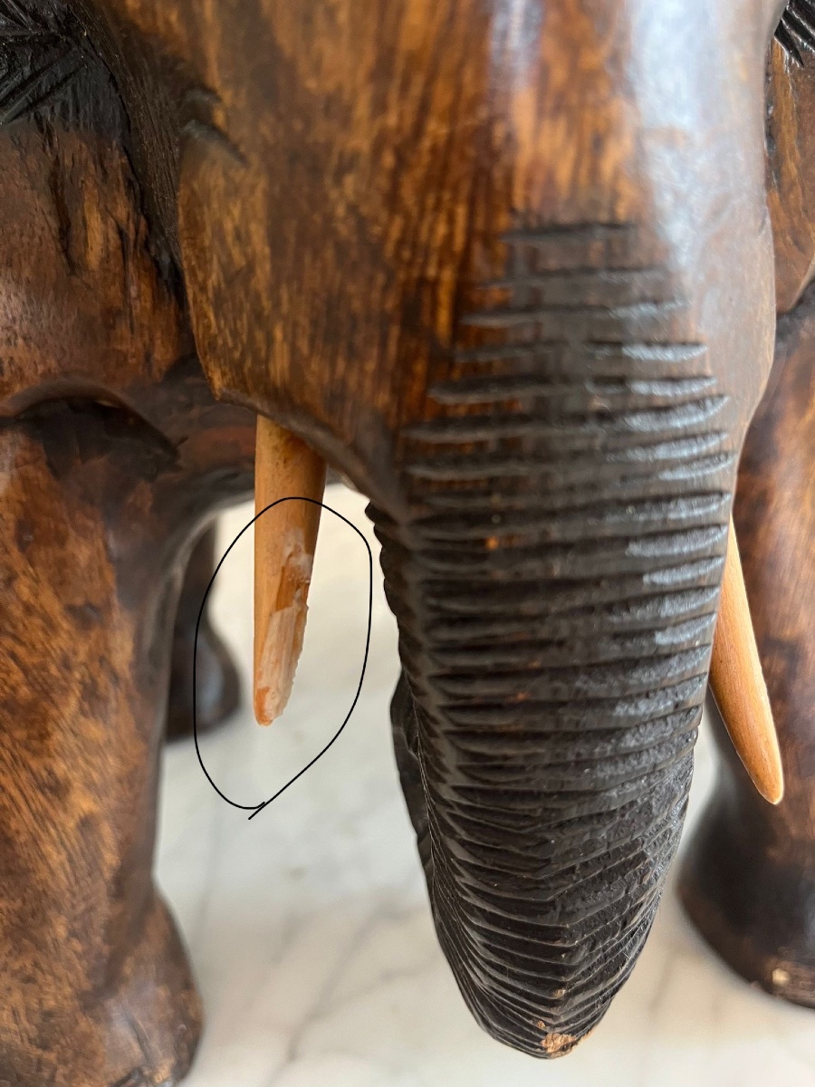 Carved Wooden Elephant Stool. Africa 1960, Primitive Art-photo-3