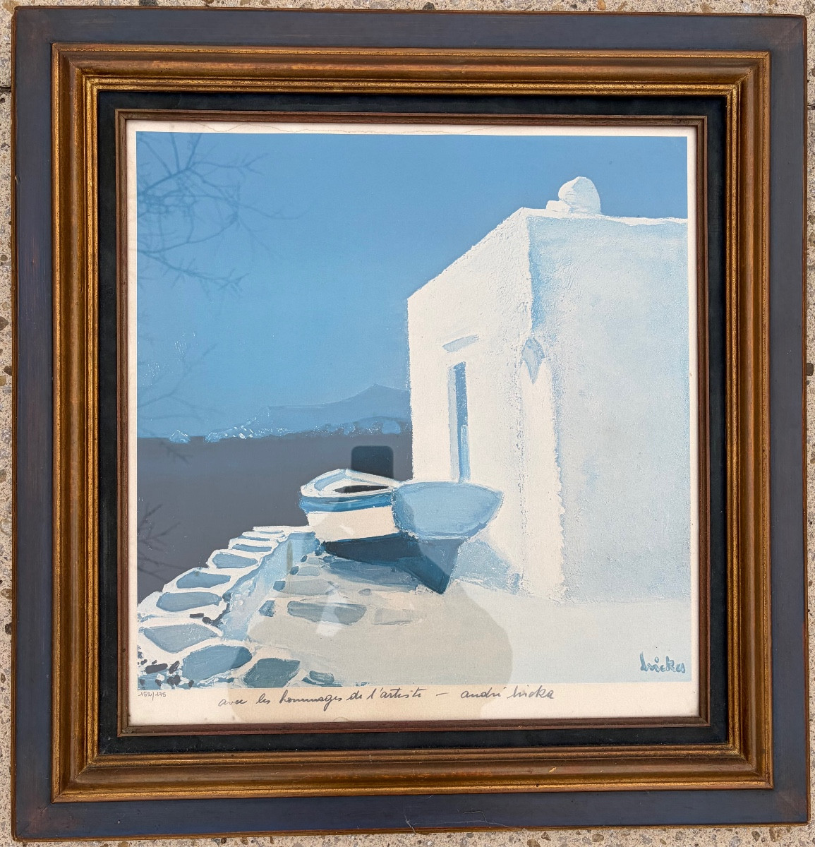 Lithographie. André BRICKA (1922-1999) Paysage grec 