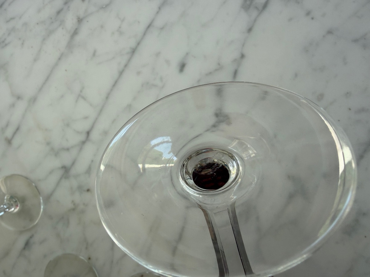 SAINT LOUIS : Huit verres en cristal de couleur modèle Chantilly-photo-1