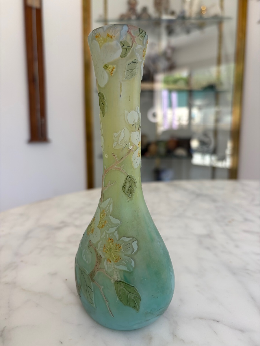 François-Théodore LEGRAS (1839-1916) vase « Fleurs de pommiers »-photo-2