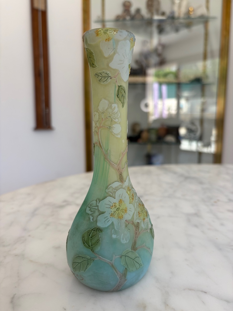 François-Théodore LEGRAS (1839-1916) vase « Fleurs de pommiers »-photo-3