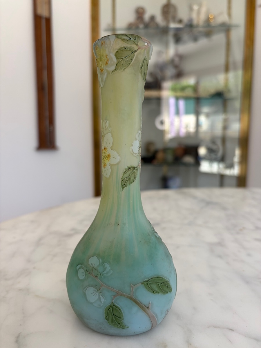 François-Théodore LEGRAS (1839-1916) vase « Fleurs de pommiers »-photo-4
