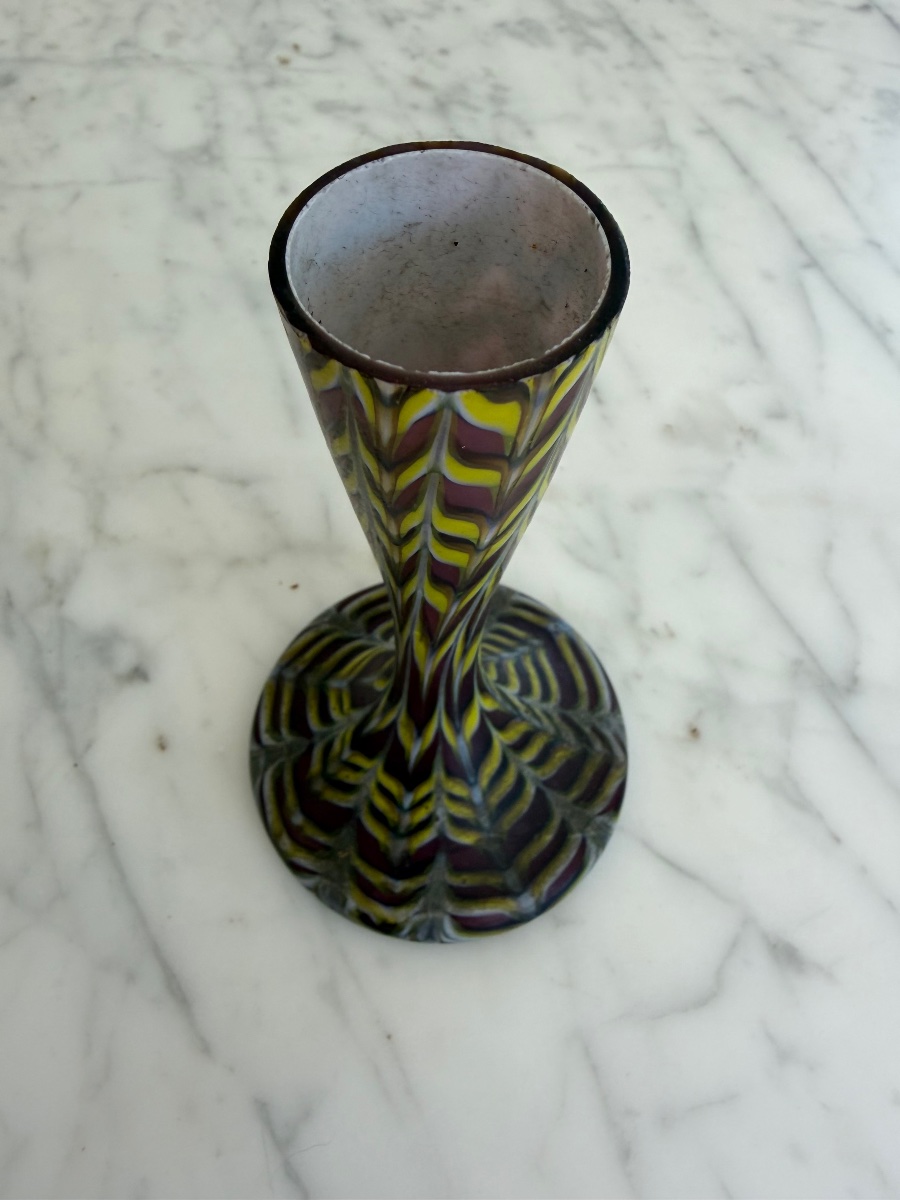 Fratelli Toso. Vase solifleur en verre de Murano multicolore -photo-2