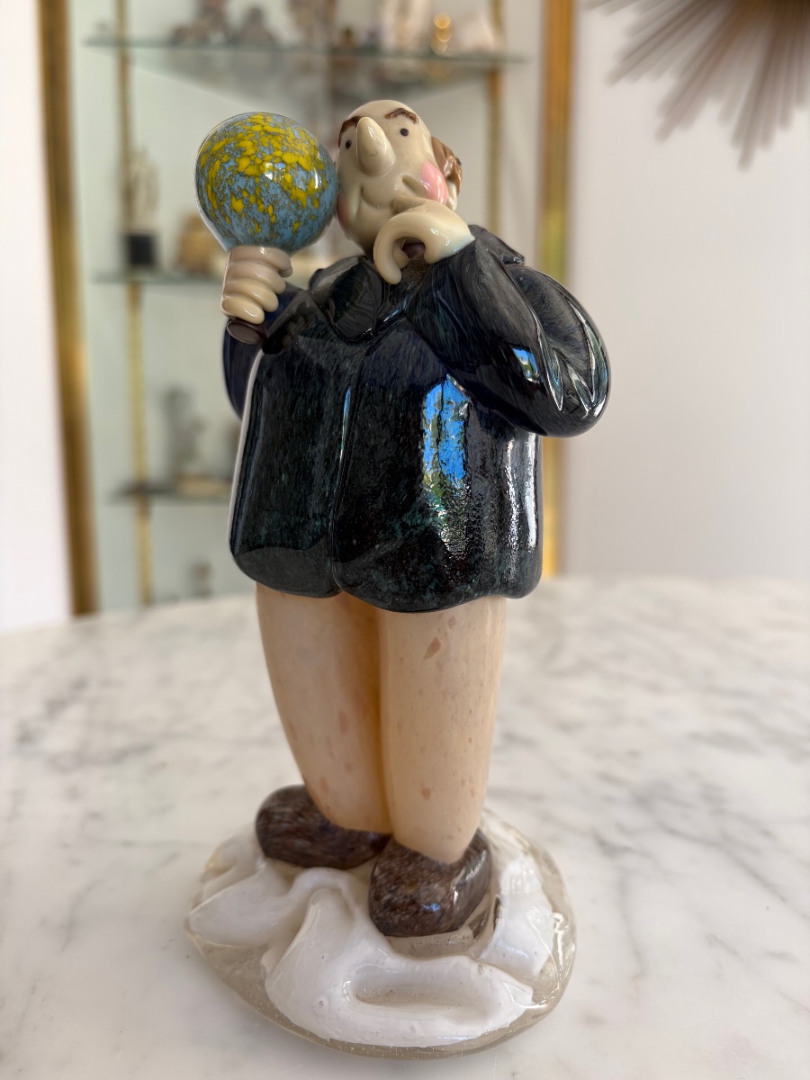 Sculpture en verre soufflé – Personnage humoristique au ballon