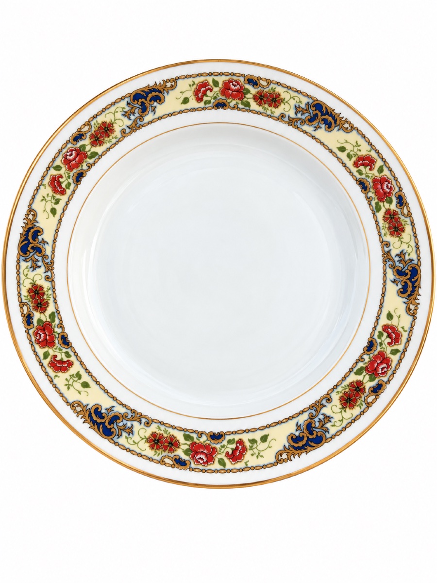 Limoges Porcelain Dinner Service By Raynaud & Cie – Polychrome Floral And Gold Design-photo-2
