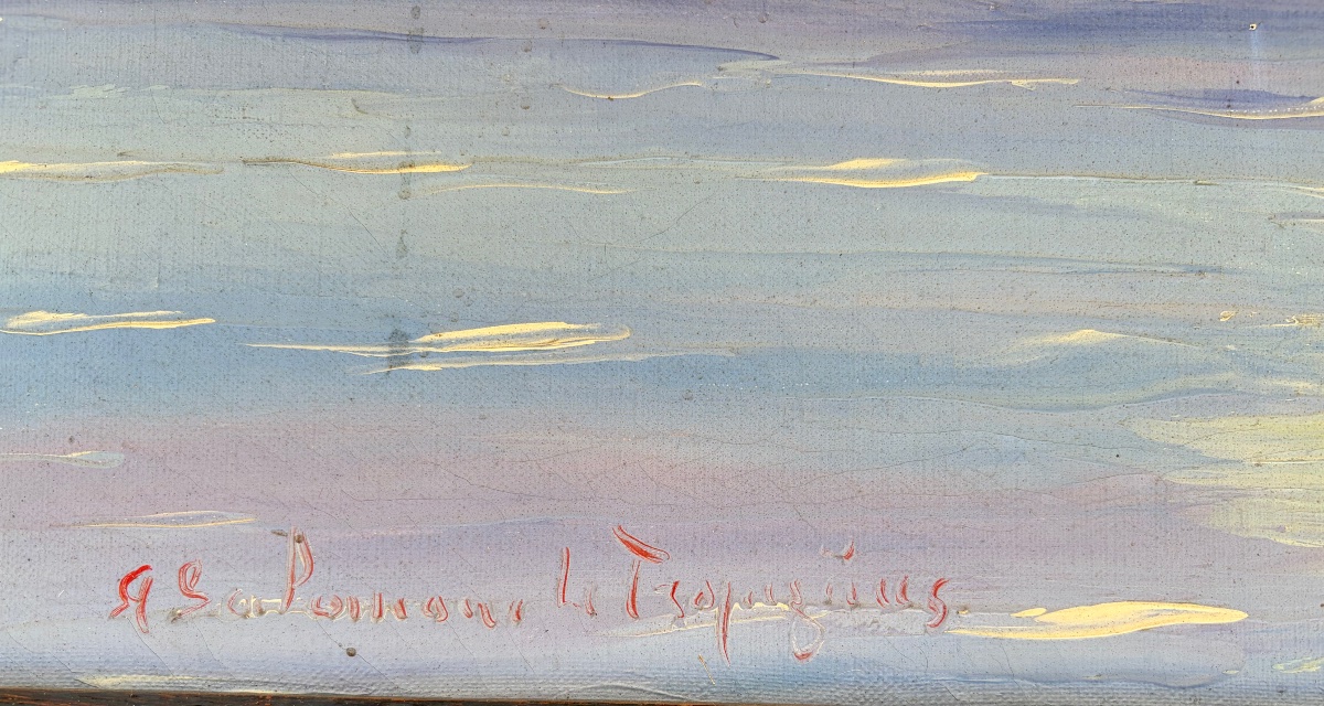 Salomón Le Tropézien – Sailboats In The Harbor, Mediterranean. Oil On Canvas -photo-1