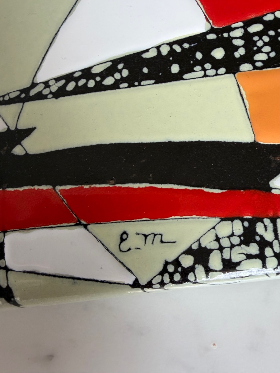 Polychrome Enamel Plaque Signed By élisabeth De La Mauvinière – Abstract Composition-photo-4
