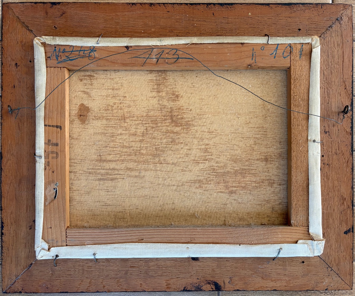Salomon Le Tropézien – Huile sur toile représentant des barques à voiles-photo-4