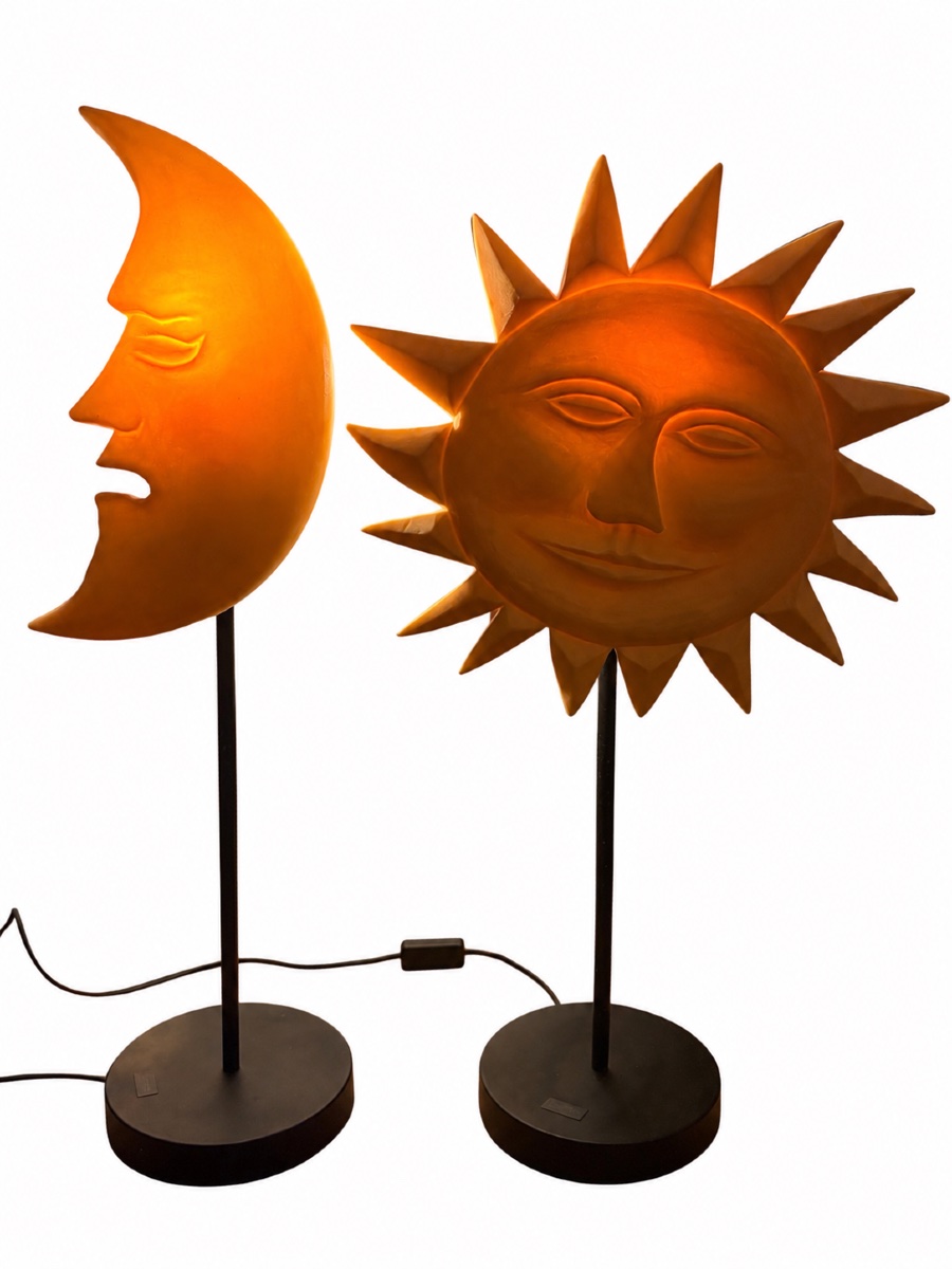 Paire de lampes sculpturales Soleil et Lune – Jean-Charles de Castelbajac-photo-2