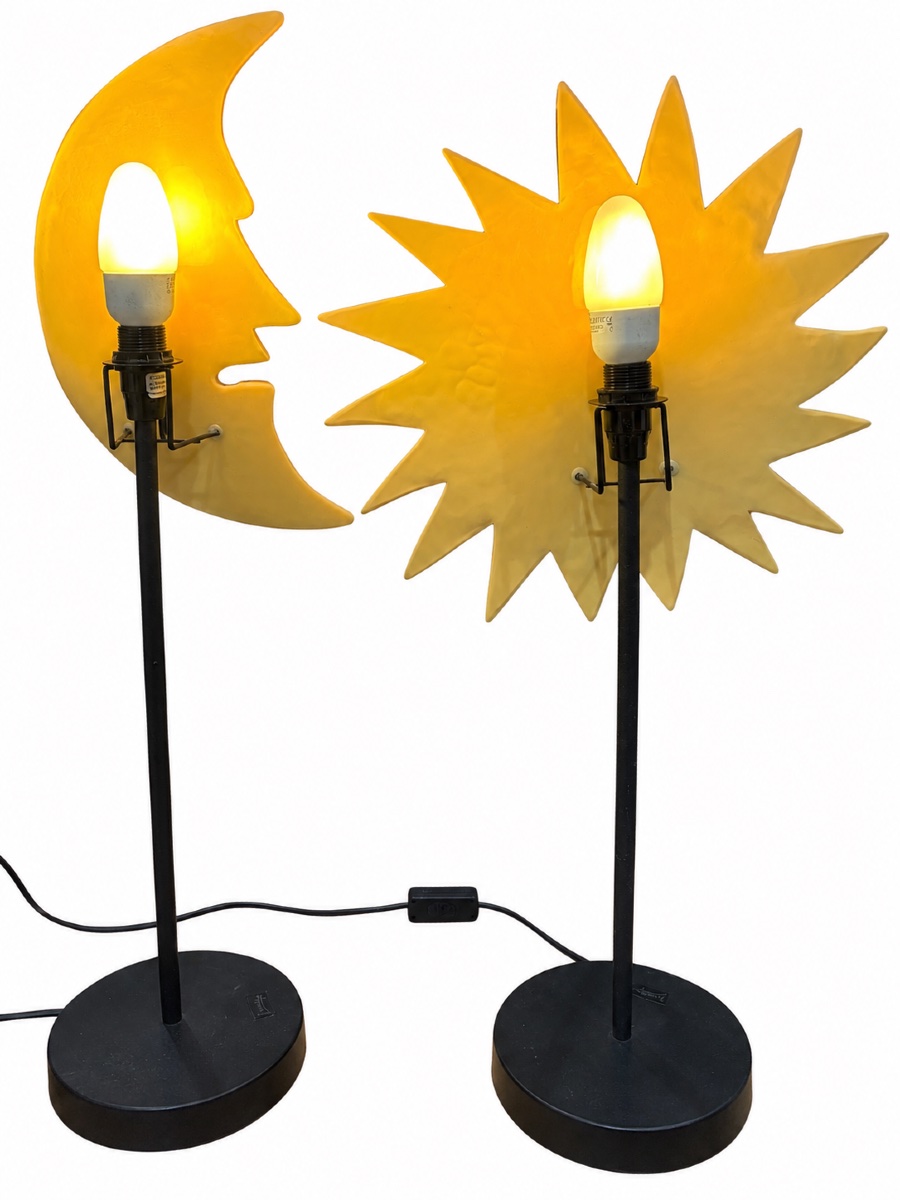 Paire de lampes sculpturales Soleil et Lune – Jean-Charles de Castelbajac-photo-3