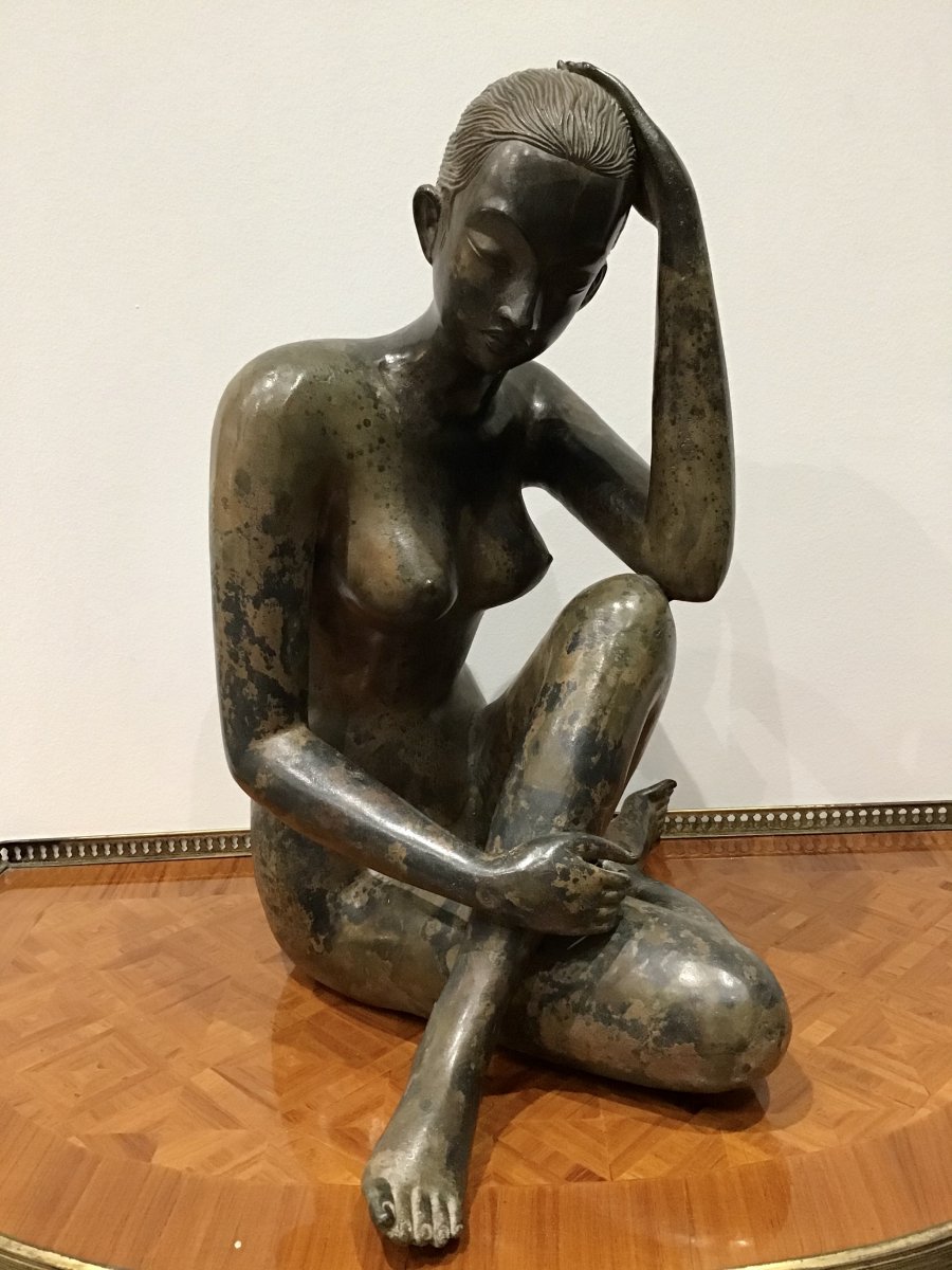 Pierre Chenet (20th Century) Young Seated Thinker