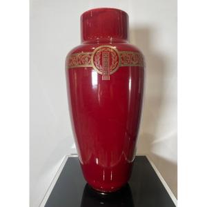 Sarreguemines - Large Baluster Vase From The Art Deco Period