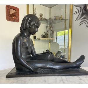 Eugène Bourgouin (1880-1924)  Femme à La Colombe. Epreuve En Bronze