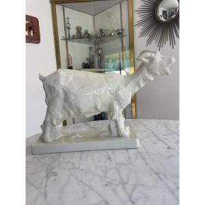 Guingot Henri (1897-1952) "goat" In Crackled Earthenware 