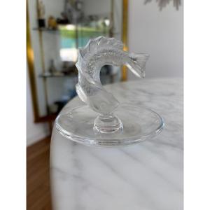 LALIQUE FRANCE. Baguier en cristal moulé pressé à décor d'un poisson 