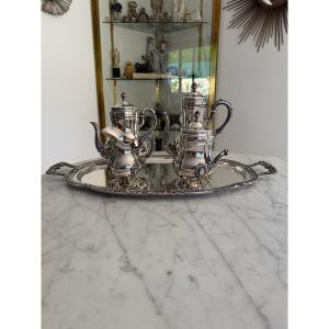 Louis XV-style Coffee And Tea Set In Silver-plated Metal