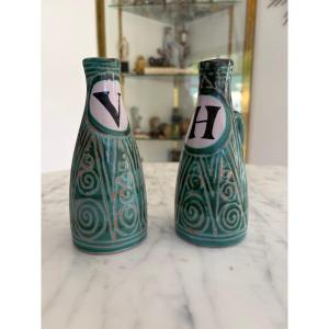 Robert Picault Oil And Vinegar Set, Vallauris Ceramics, 1970