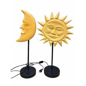 Pair Of "sun And Moon" Sculptural Lamps – Jean-charles De Castelbajac