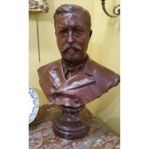 Bust Of Man In Terracotta By Denis Puech