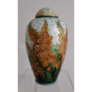 Camille Fauré: Covered Jar In Limoges Enamel