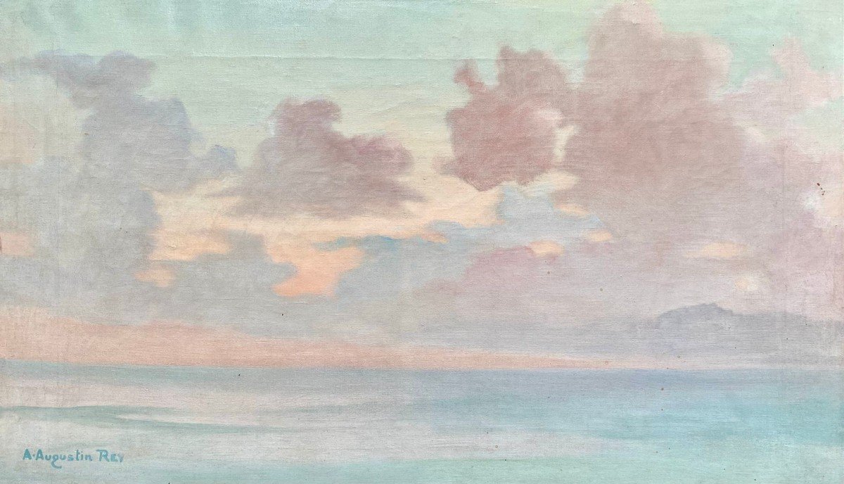 Augustin Rey (1864-1934), Clouds At Sunset, Oil On Canvas-photo-5