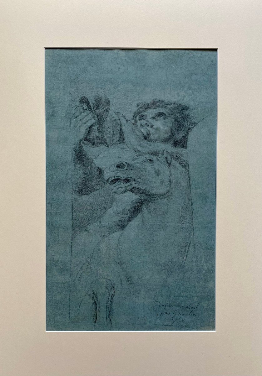 Jacques Gamelin (1738-1803) Study After Raphaël, 1768, Black Stone White Chalk-photo-2