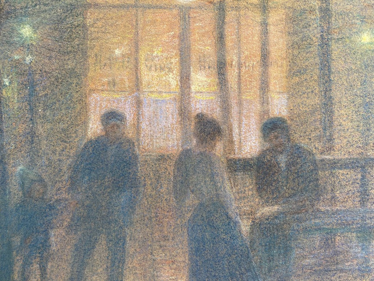 Marie-gabriel Biessy (1854-1935) The Grands Boulevards, Night Effect, Circa 1900, Pastel-photo-3