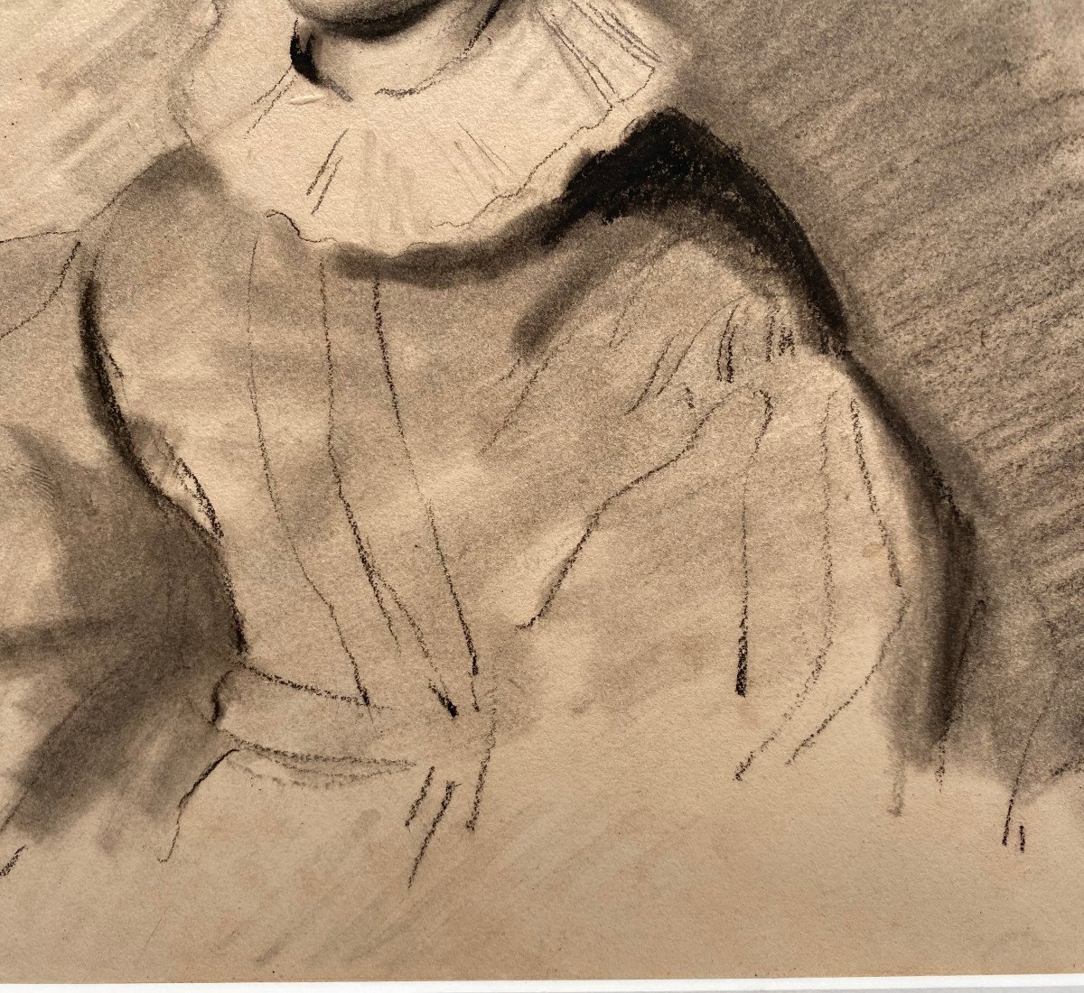 Alexandre-marie Colin (1798-1875) Attributed To, Study For A Portrait, Drawing, Pierre Noire Blend-photo-2