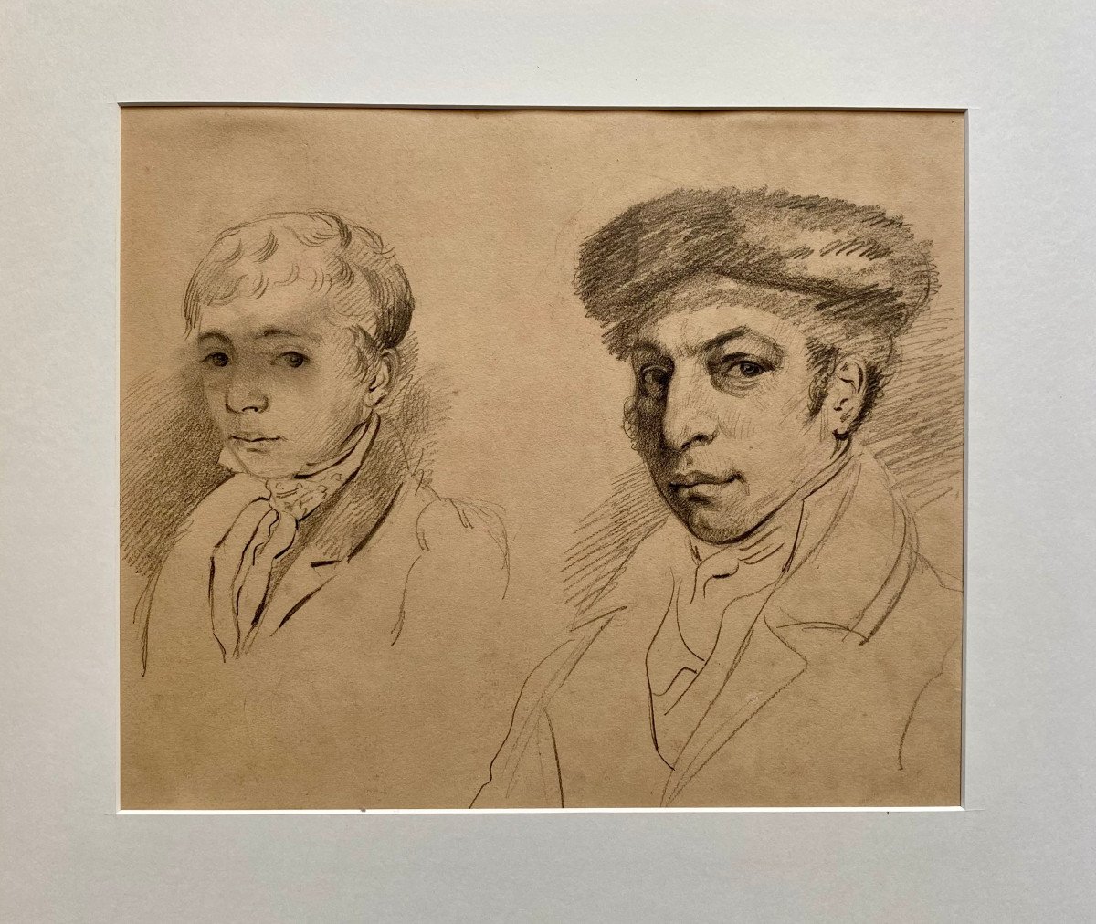 Alexandre-Marie COLIN (1798-1875) Attribué à, Études, Portraits, Dessin, Mine De Plomb Estompe-photo-2