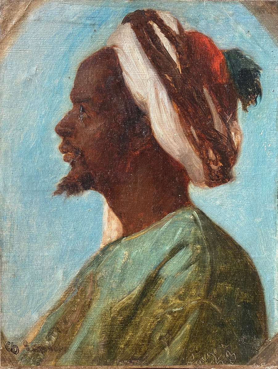 Charles Zacharie Landelle (1821-1908), Orientalist Portrait, Morocco, 1853, Oil On Paper