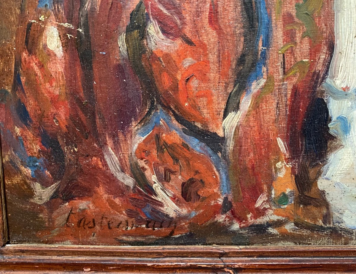 Maurice TASTEMAIN (1878-1944) Nu féminin dans un interieur, Huile sur panneau, Signé-photo-1